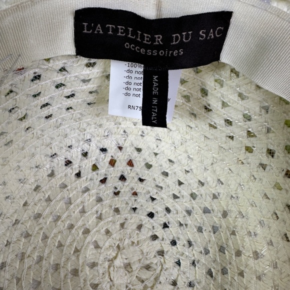 L’atelier Du Sac Cream 100% Straw Made In Italy Sun Hat - Picture 7 of 9